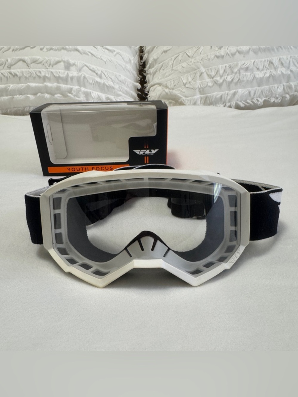 Fly Racing Youth Focus White MX Goggle